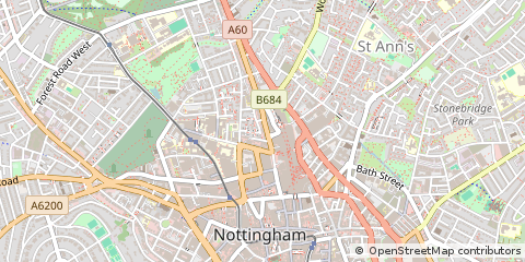 Map of Nottingham, Nottinghamshire