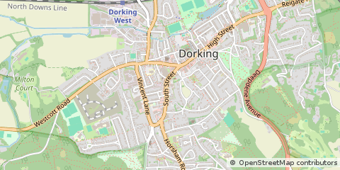 Map of Dorking, Surrey