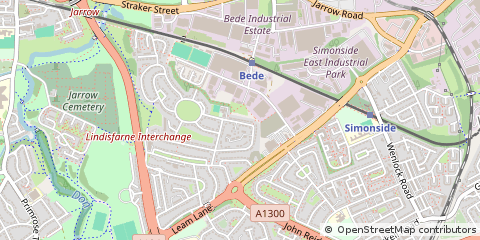 Map of Jarrow, Tyne and Wear