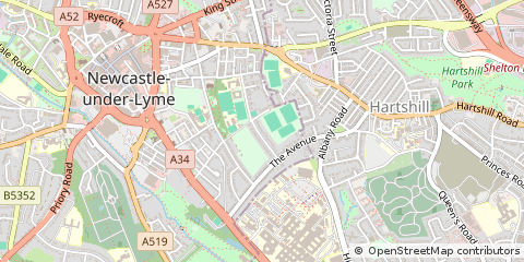 Map of Newcastle Under Lyme, Staffordshire