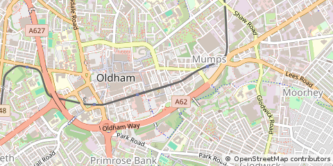 Map of Oldham, Lancashire