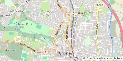 Map of Chorley, Lancashire
