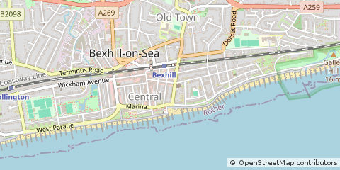 Map of Bexhill on SEA, East Sussex