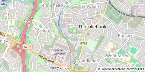 Map of Thornliebank, Glasgow, Lanarkshire