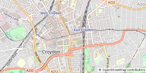 Map of Croydon, Surrey