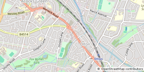 Map of Solihull, West Midlands