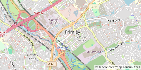 Map of Camberley, Surrey