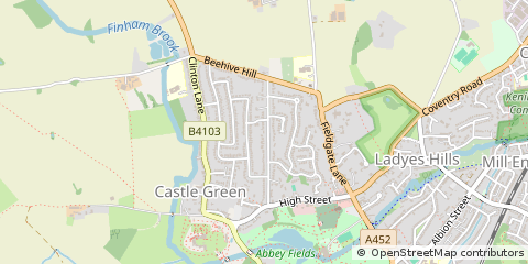 Map of Kenilworth, Warwickshire