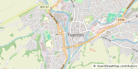 Map of Tiverton, Devon