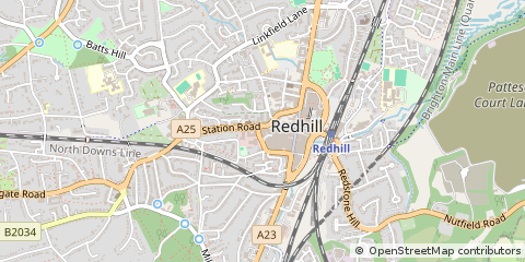 Map of Redhill, Surrey