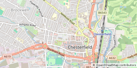 Map of Chesterfield, Derbyshire