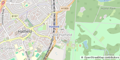 Map of OLD Hatfield, Hertfordshire