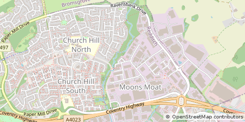 Map of Redditch, Worcestershire
