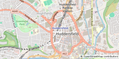 Map of Huddersfield, West Yorkshire