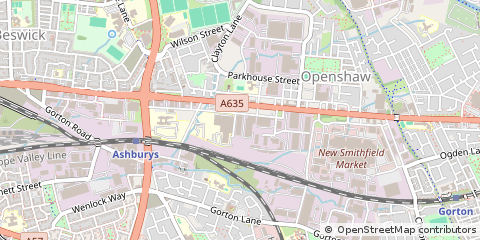 Map of Openshaw, Manchester