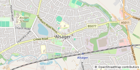 Map of Alsager, Stoke-on-Trent