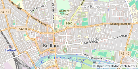 Map of Bedford, Bedfordshire