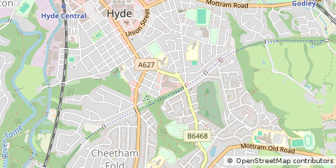 Map of Hyde, Cheshire