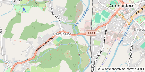 Map of Ammanford, Carmarthenshire
