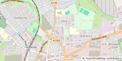 Map of Stockton on Tees, Durham