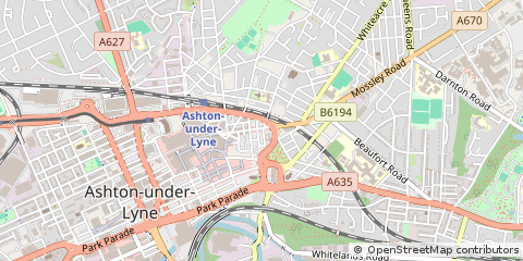Map of Ashton Under Lyne, Lancashire
