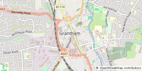 Map of Grantham, Lincs
