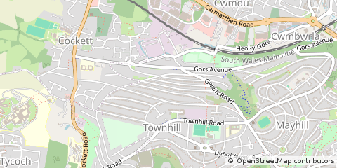 Map of Swansea, West Glamorgan