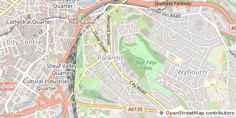 Map of Sheffield, South Yorkshire