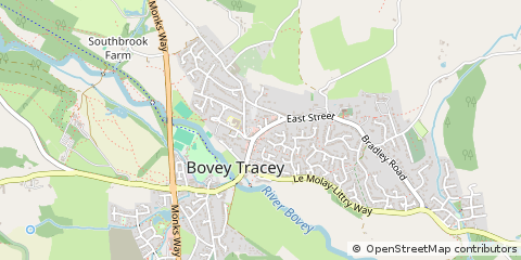 Map of Bovey Tracey, Devon