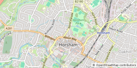 Map of Horsham, West Sussex