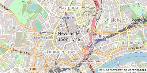 Map of Newcastle Upon Tyne, Tyne & Wear