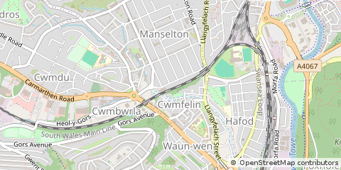 Map of Swansea, Glamorgan