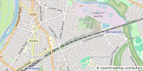 Map of Surbiton, Surrey