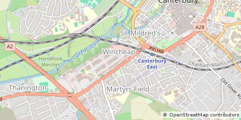 Map of Canterbury, Kent