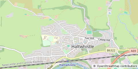 Map of Haltwhistle, Northumberland