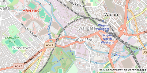 Map of Wigan, Lancashire