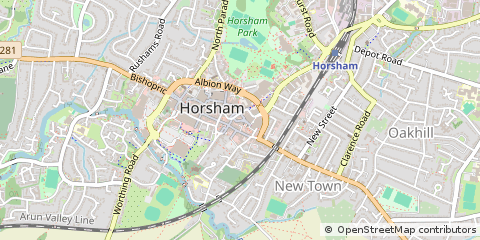 Map of Horsham, West Sussex