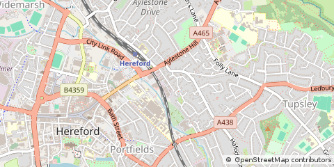 Map of Hereford, Herefordshire