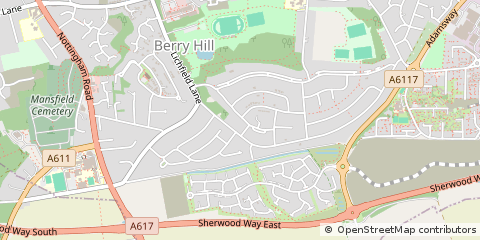Map of Mansfield, Nottinghamshire