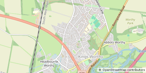 Map of Kingsworthy, Hampshire