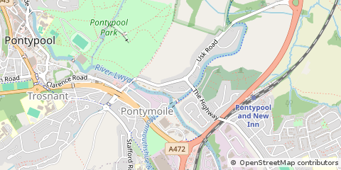 Map of Pontypool, Torfaen