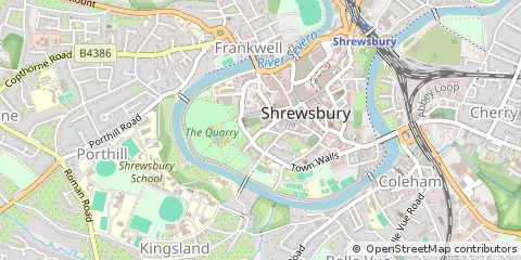 Map of Shrewsbury, Shropshire