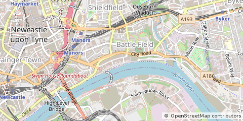 Map of Newcastle Upon Tyne, Tyne & Wear