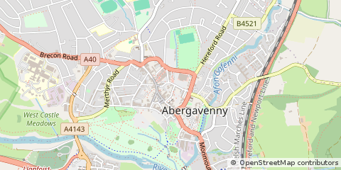 Map of Abergavenny, Monmouthshire