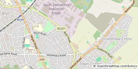 Map of Ashton in Makerfield, Lancashire