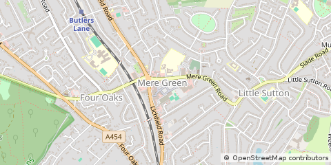 Map of Sutton Coldfield, West Midlands