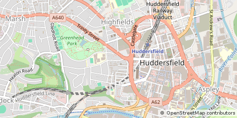 Map of Huddersfield, West Yorkshire