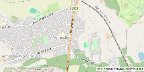 Map of Kirkby in Ashfield, Notts