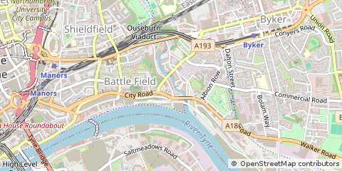 Map of Newcastle Upon Tyne, Tyne & Wear