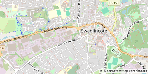 Map of Swadlincote, Derbyshire